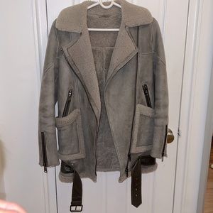 All saints shearling moto jacket